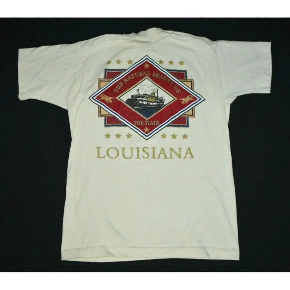 VTG Louisiana "The Natural Beauty of the State" Riverboat Tourist Shirt Mens M - Picture 1 of 6